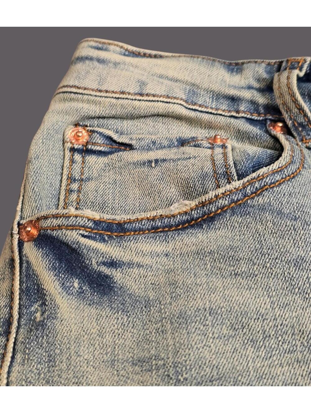 Purple Brand Light Wash Blue Men's Slim Denim Jeans Button - Picture 5 of 7